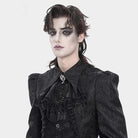 DEVIL FASHION Men's Gothic Diamante Beaded Embroidery Neckwear Black