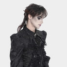 DEVIL FASHION Men's Gothic Diamante Beaded Embroidery Neckwear Black