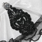 DEVIL FASHION Men's Gothic Diamante Beaded Embroidery Neckwear White