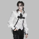 DEVIL FASHION Men's Gothic Diamante Beaded Embroidery Neckwear White