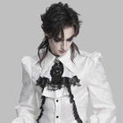 DEVIL FASHION Men's Gothic Diamante Beaded Embroidery Neckwear White