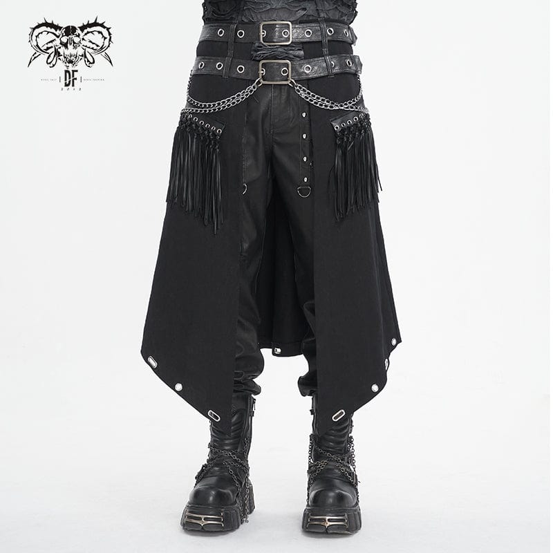 DEVIL FASHION Men's Gothic Double-belt Tassels Kilt