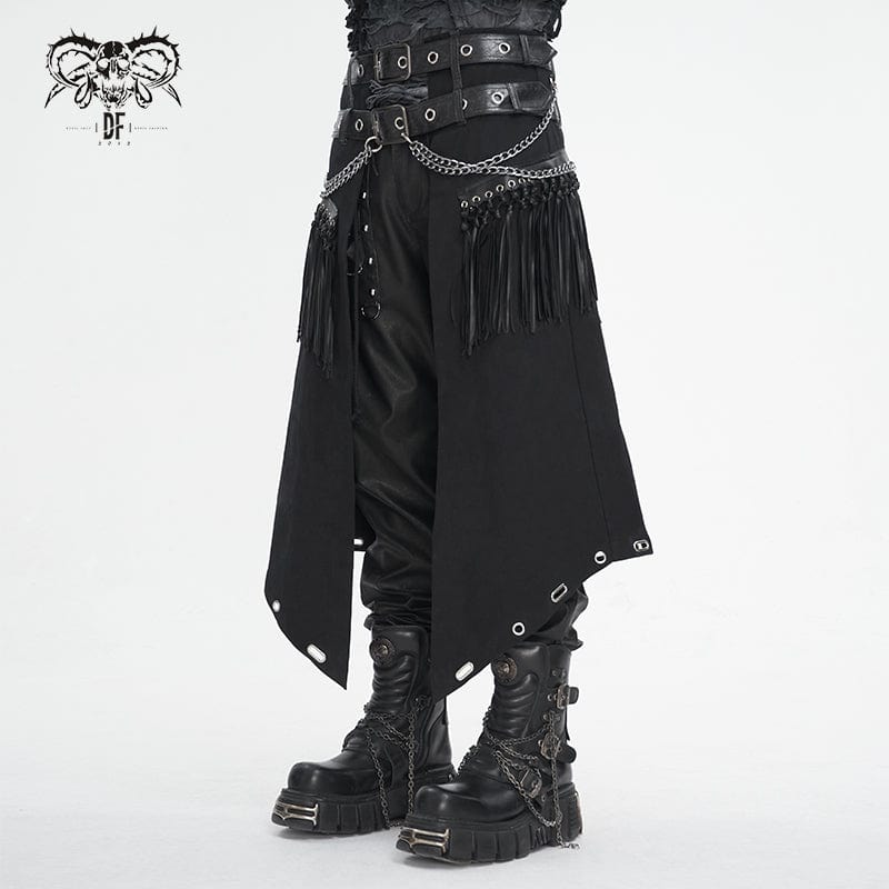 DEVIL FASHION Men's Gothic Double-belt Tassels Kilt