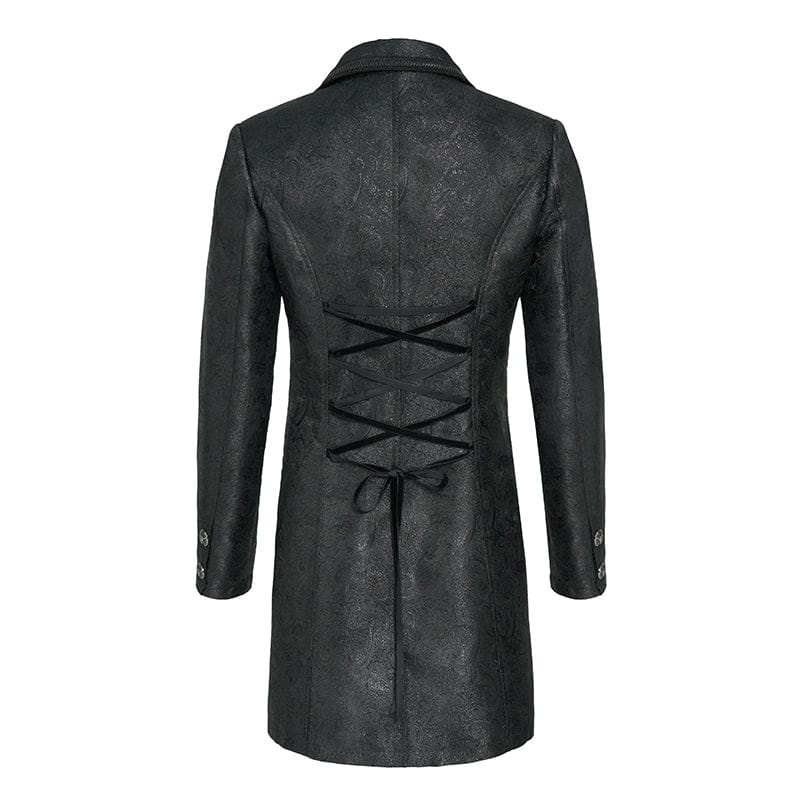 DEVIL FASHION Men's Gothic Double-Breasted Notched Lapel Cross Jacket