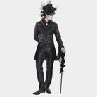 DEVIL FASHION Men's Gothic Double-Breasted Notched Lapel Cross Jacket