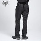 DEVIL FASHION Men's Gothic Double Buckles High-waisted Suit Pants