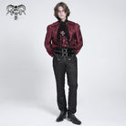DEVIL FASHION Men's Gothic Double Buckles High-waisted Suit Pants