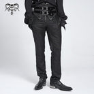 DEVIL FASHION Men's Gothic Double Buckles High-waisted Suit Pants