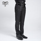 DEVIL FASHION Men's Gothic Double Buckles High-waisted Suit Pants