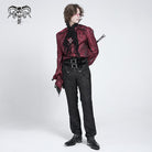 DEVIL FASHION Men's Gothic Double Buckles High-waisted Suit Pants