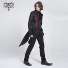 DEVIL FASHION Men's Gothic Double Color Rose Swallow-tailed Waistcoat