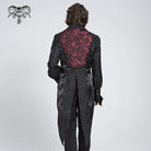DEVIL FASHION Men's Gothic Double Color Rose Swallow-tailed Waistcoat