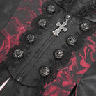 DEVIL FASHION Men's Gothic Double Color Rose Swallow-tailed Waistcoat