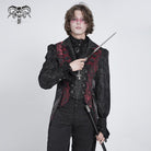 DEVIL FASHION Men's Gothic Double Color Rose Swallow-tailed Waistcoat