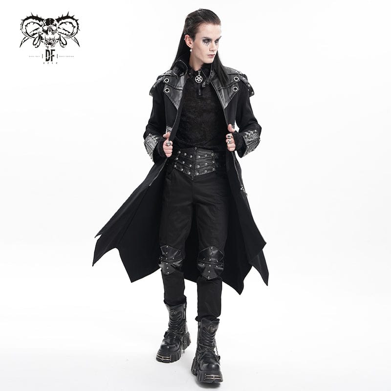 DEVIL FASHION Men's Gothic Eyelets Buckle-up Ring Coat