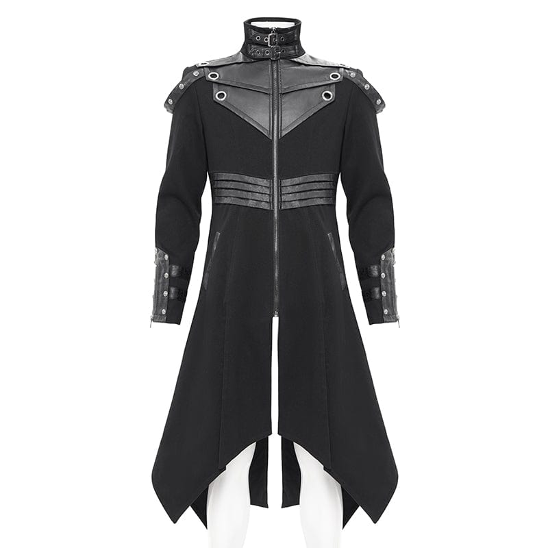 DEVIL FASHION Men's Gothic Eyelets Buckle-up Ring Coat