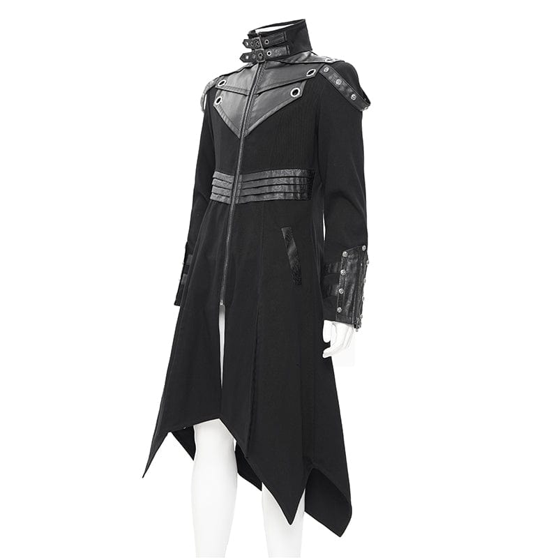 DEVIL FASHION Men's Gothic Eyelets Buckle-up Ring Coat