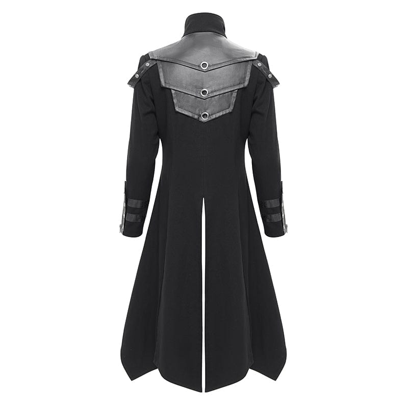 DEVIL FASHION Men's Gothic Eyelets Buckle-up Ring Coat