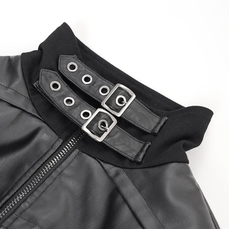 DEVIL FASHION Men's Gothic Eyelets Buckle-up Ring Coat