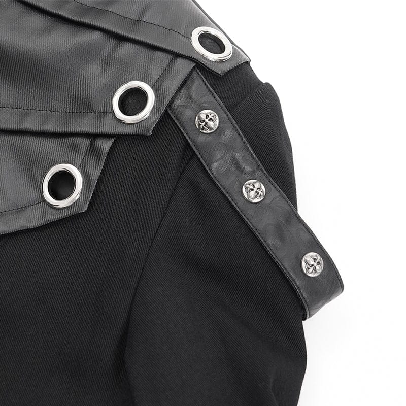 DEVIL FASHION Men's Gothic Eyelets Buckle-up Ring Coat