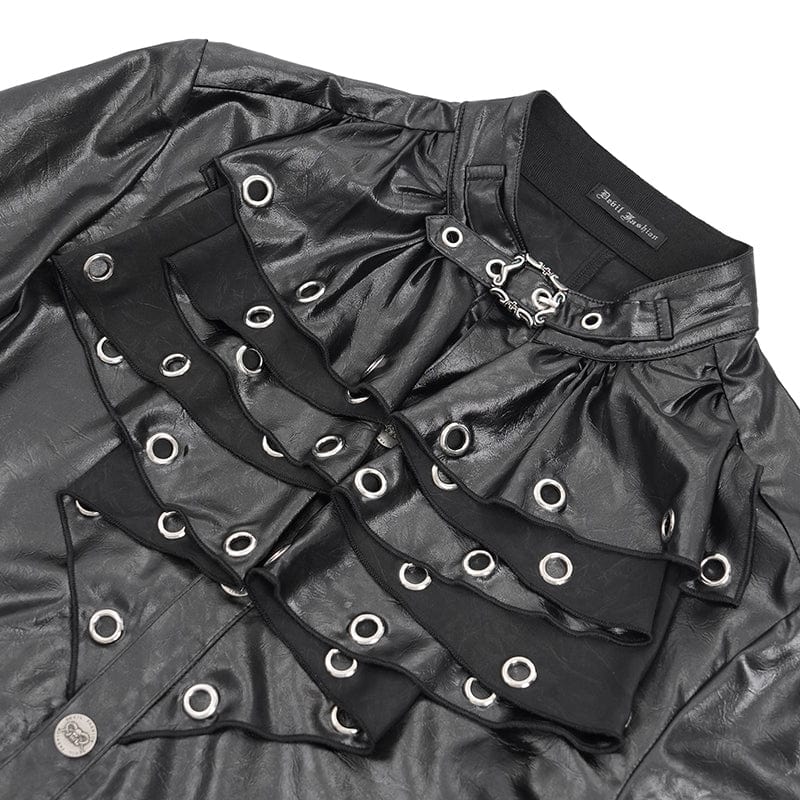 DEVIL FASHION Men's  Gothic Eyelets Buckle-up Shirt