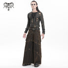 DEVIL FASHION Men's Gothic Eyelets Rings Pocket Trousers Coffee