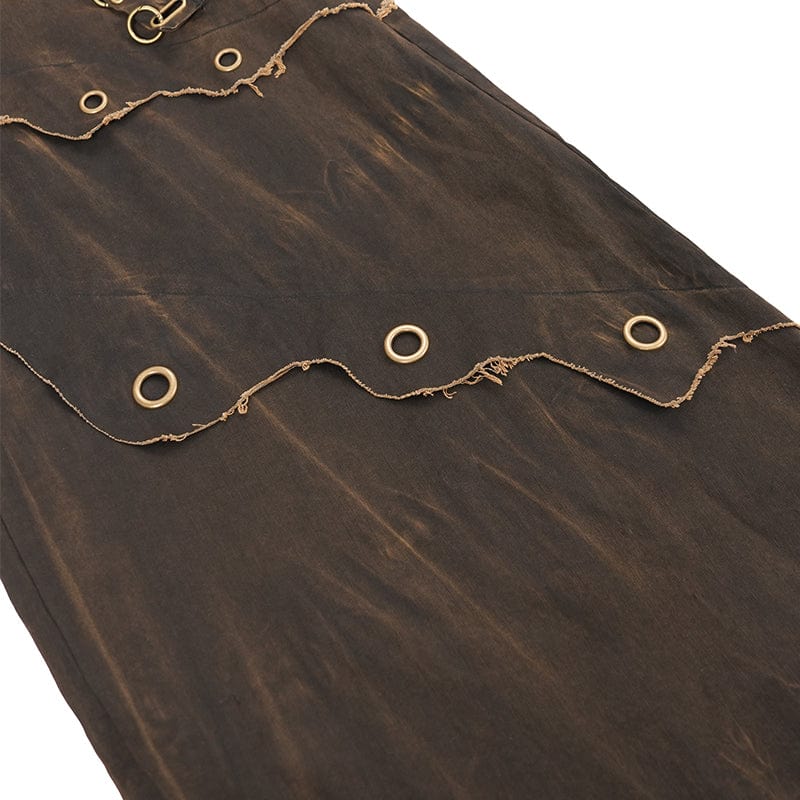 DEVIL FASHION Herren Gothic Ösen Ringe Tasche Hose Kaffee