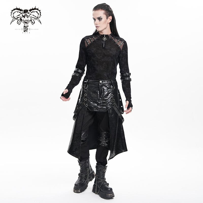 DEVIL FASHION Men's Gothic Eyelets Strap Rings Skirt