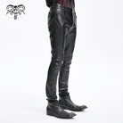 DEVIL FASHION Men's Gothic Faux Leathet Button Trousers