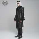 DEVIL FASHION Men's Gothic Floral Crochet Lace-up Bell Sleeved Coat