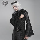 DEVIL FASHION Men's Gothic Floral Crochet Lace-up Bell Sleeved Coat