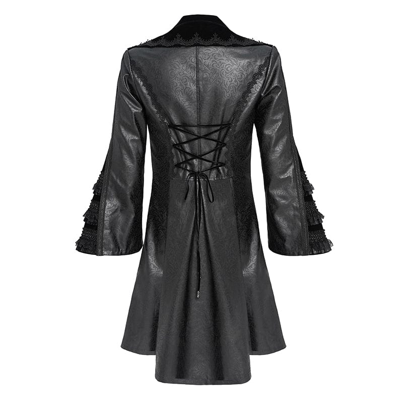 Men's Gothic Floral Crochet Lace-up Bell Sleeved Coat – Punk Design