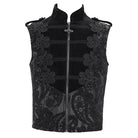 DEVIL FASHION Men's Gothic Floral Crochet Zip Vest