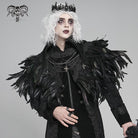 DEVIL FASHION Men's Gothic Floral Embroidered Feather Cape