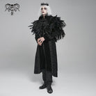 DEVIL FASHION Men's Gothic Floral Embroidered Feather Cape