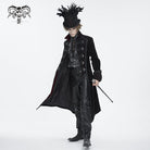 DEVIL FASHION Men's Gothic Floral Embroidered Feather Top Hat