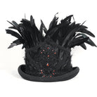 DEVIL FASHION Men's Gothic Floral Embroidered Feather Top Hat