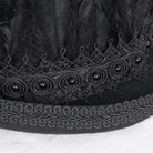 DEVIL FASHION Men's Gothic Floral Embroidered Feather Top Hat