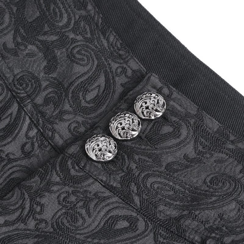 DEVIL FASHION Men's Gothic Floral Embroidered Jacquard Pants