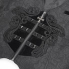 DEVIL FASHION Men's Gothic Floral Embroidered Velvet Splice Waistcoat