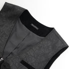 DEVIL FASHION Men's Gothic Floral Embroidered Velvet Splice Waistcoat