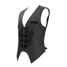 DEVIL FASHION Men's Gothic Floral Embroidered Velvet Splice Waistcoat