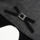 DEVIL FASHION Men's Gothic Floral Embroidered Velvet Splice Waistcoat