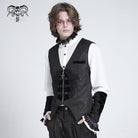 DEVIL FASHION Men's Gothic Floral Embroidered Velvet Splice Waistcoat
