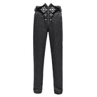 DEVIL FASHION Men's Gothic Floral Printed Buckle Lace-up Pants