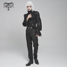 DEVIL FASHION Men's Gothic Floral Printed Buckle Lace-up Pants