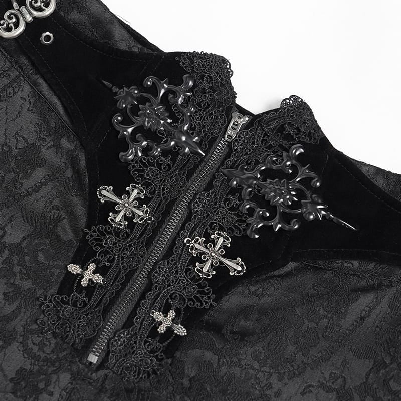 DEVIL FASHION Herrenhose mit Gothic-Blumenmuster und Schnalle zum Schnüren