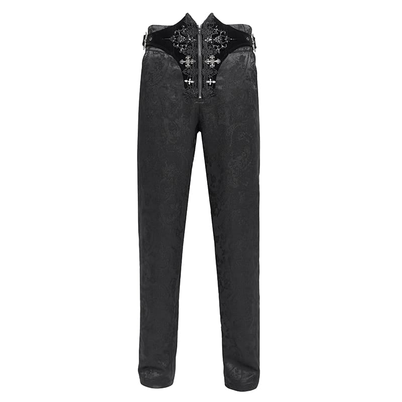 DEVIL FASHION Herrenhose mit Gothic-Blumenmuster und Schnalle zum Schnüren