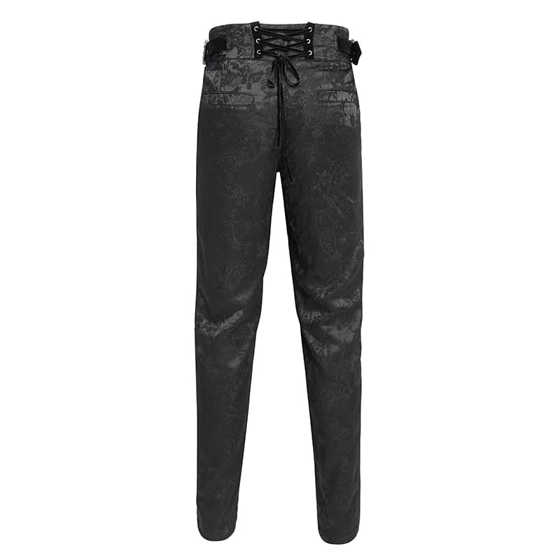 DEVIL FASHION Herrenhose mit Gothic-Blumenmuster und Schnalle zum Schnüren