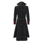 DEVIL FASHION Men's Gothic Floral Printed Diamante Stand Collar Coat Red